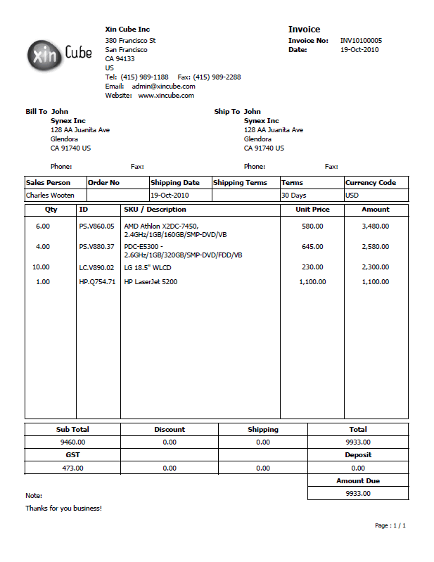 Invoice Letter Template